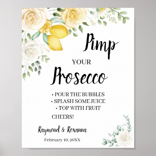 LemonsRoses Pimp your Prosecco Bridal Shower Sign