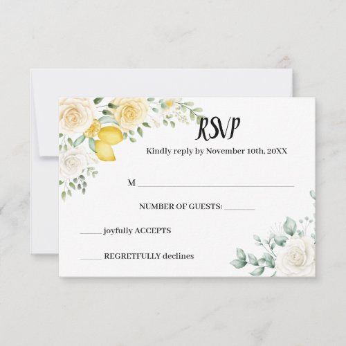 Lemons  Roses RSVP Wedding Response Card