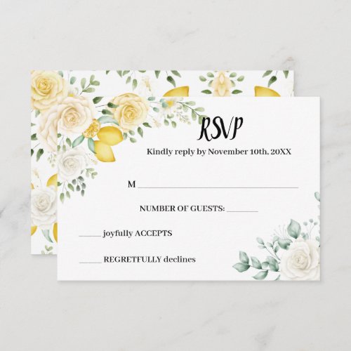 Lemons  Roses RSVP Wedding Response Card