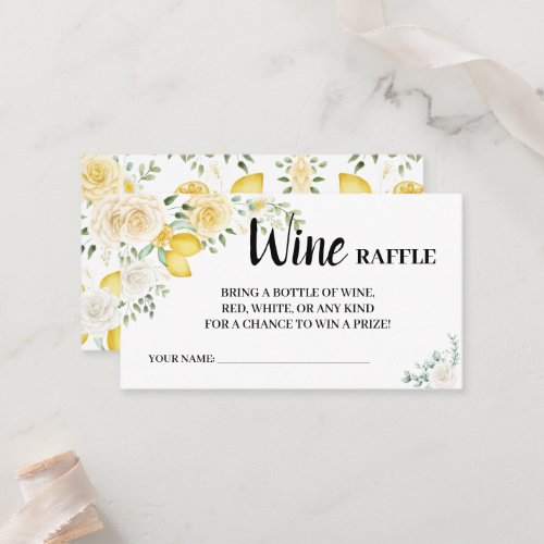 Lemons  Roses Wine Raffle Ticket Bridal Shower 