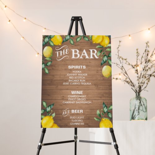 Lemons rustic BAR MENU drinks Foam Board