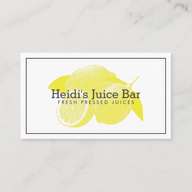 Lemons Screen-Print Illustration Yellow/White Business Card (Front)