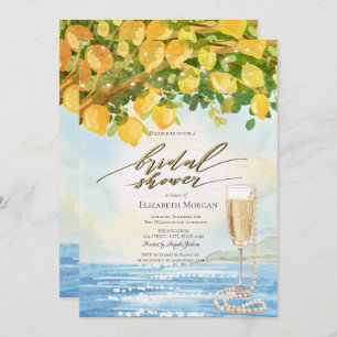 Lemons Sea Prosecco & Pearls Bridal Shower Invitation
