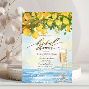 Lemons Sea Prosecco & Pearls Bridal Shower  Invitation