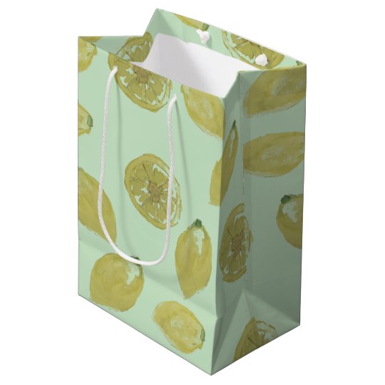 Lemons Sliced And Whole Lemon On Mint Medium Gift Bag Zazzle Lemons Sliced And Whole Lemon On Mint Medium Gift Bag