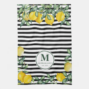 Lemons striped Family Kitchen Custom Kitchen Towel