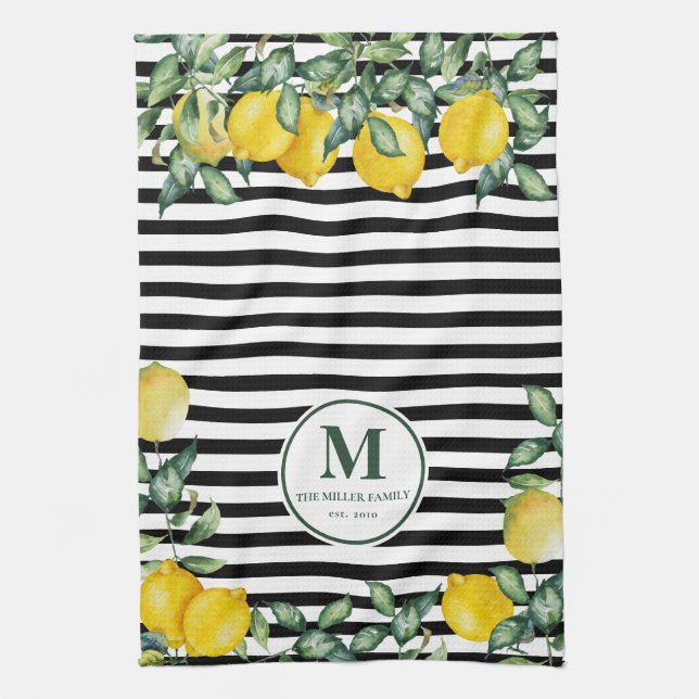 Lemons striped Family Kitchen Custom Kitchen Towel (Vertical)