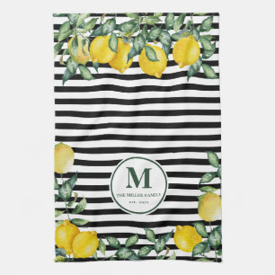 Lemons striped Family Kitchen Custom Towel