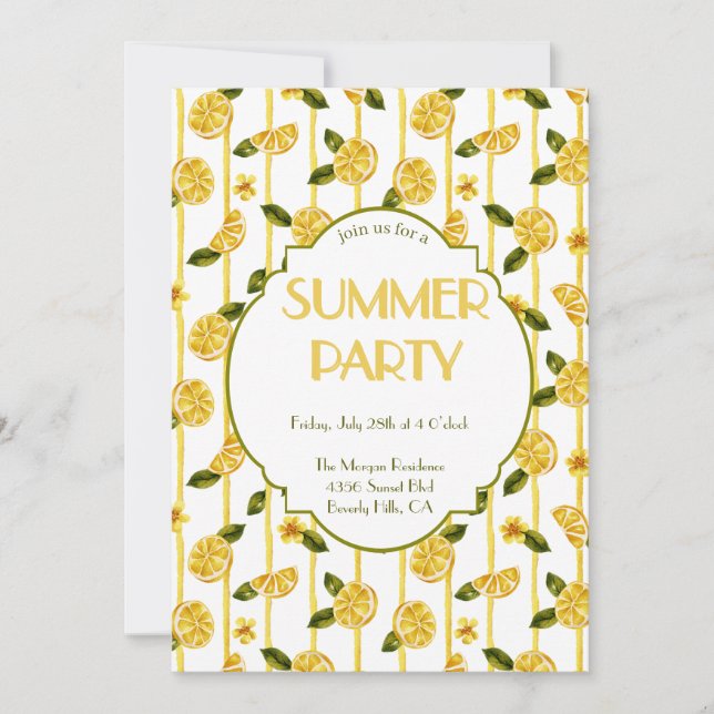  Lemons  Summer Party Invitation (Front)