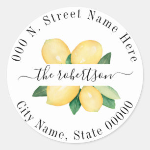Lemons Summer Return Address Classic Round Sticker