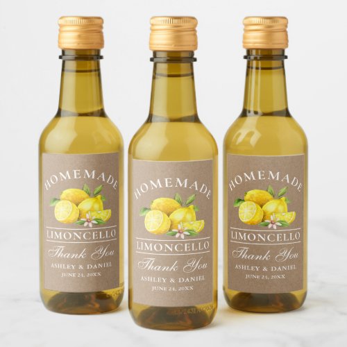 Lemons Thanks Kraft Limoncello Mini Bottle Labels