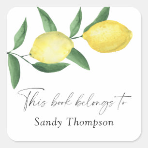 Lemons - This book belongs to Square Sticker