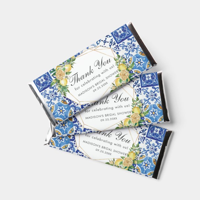 Lemons Tiles Birthday Bridal Baby Shower Thank You Hershey Bar Favors (Front)