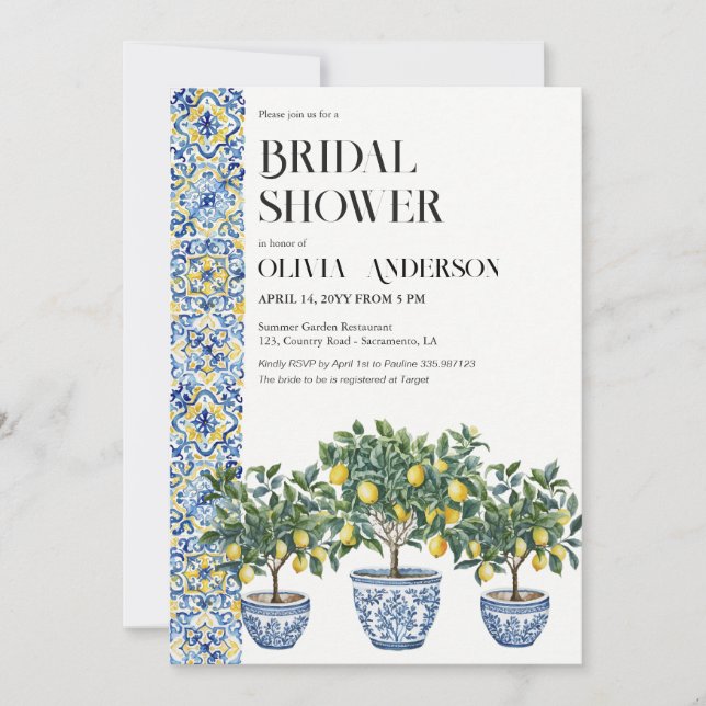 Lemons tree Italian Bridal Shower Invitation (Front)