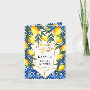 Lemons Tropical Bridal Shower Mediterranean Thank  Letterpress Thank You Card