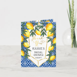 Lemons Tropical Bridal Shower Mediterranean Thank  Thank You Card