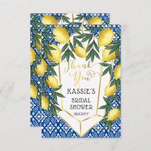 Lemons Tropical Bridal Shower Mediterranean Thank You Card