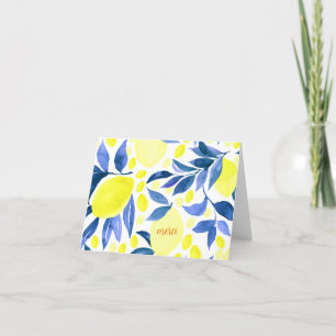 Lemons, Tropical Lemon, Coastal Lemon Letterpress Thank You Card