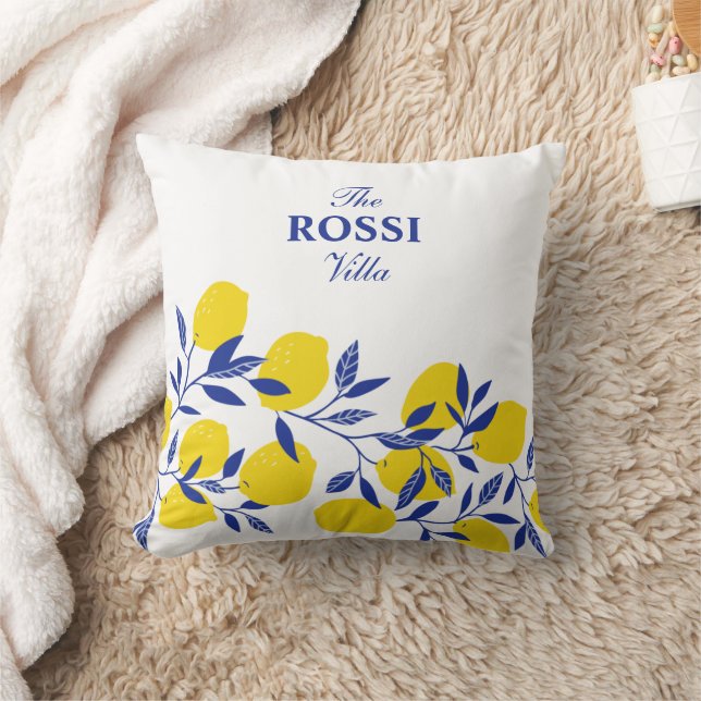 Lemons Tropical Mediterranean Tuscan Throw Pillow (Blanket)