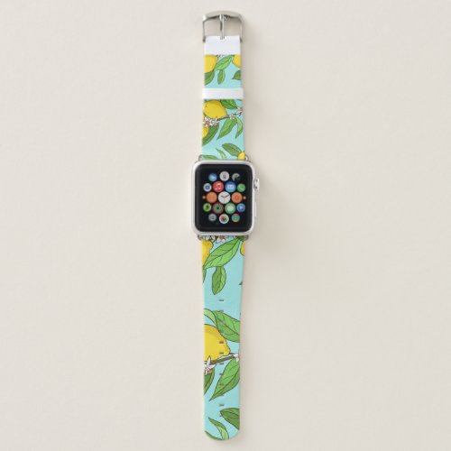 Lemons Vibrant Blue Background Seamless Apple Watch Band
