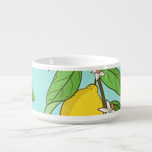 Lemons Vibrant Blue Background Seamless Bowl