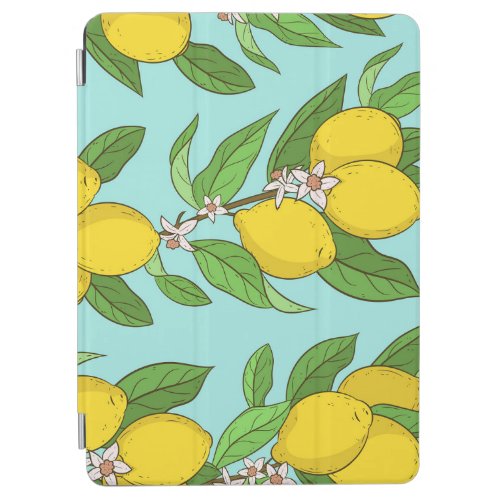 Lemons Vibrant Blue Background Seamless iPad Air Cover