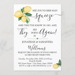 Lemons Vow Renewal Anniversary Wedding Invitation