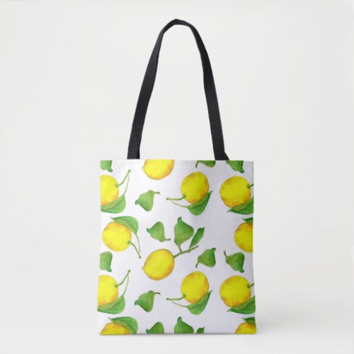 Lemons Watercolor Fruit Citrus Yellow Tote Bag