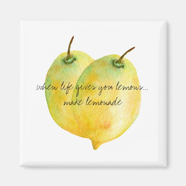 Lemons watercolor inspirational quote magnet (Front)