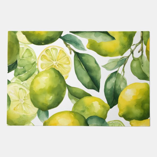 Lemons Watercolor Pattern Design Doormat (Front)