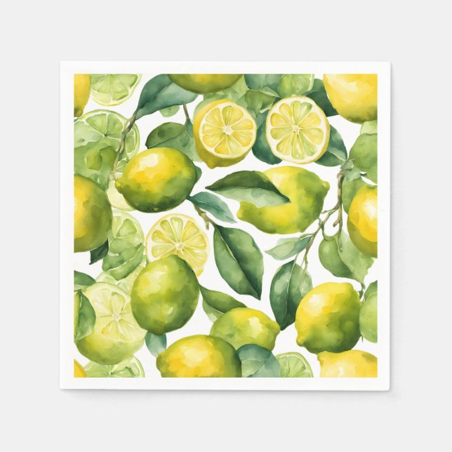 Lemons Watercolor Pattern Design Napkins (Front)