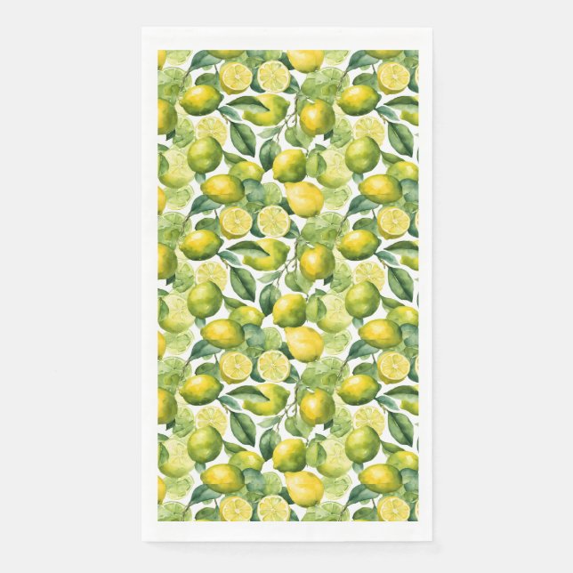 Lemons Watercolor Pattern Design Paper Guest Towels (Front)