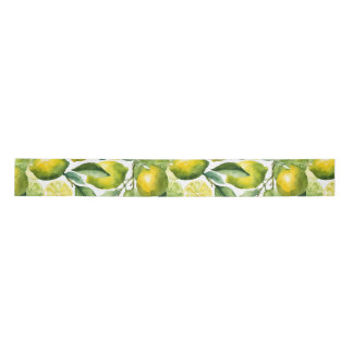 Lemons Watercolor Pattern Design Satin Ribbon