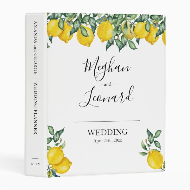 Lemons Wedding binder 3 rings (Front/Spine)