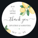 Lemons Wedding Bridal Shower Thank You Classic Round Sticker<br><div class="desc">Add names,  and date to the design. For more customization (font color,  font style,  remove or move elements),  click on personalize,  scroll down and click on the link "click to customize further". 
** Please see the full collection for matching invitation,  bridal shower games,  tags,  and sign available**</div>