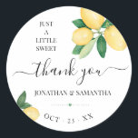 Lemons Wedding Bridal Shower Thank You Classic Round Sticker<br><div class="desc">Add names,  and date to the design. For more customization (font color,  font style,  remove or move elements),  click on personalize,  scroll down and click on the link "click to customize further". 
** Please see the full collection for matching invitation,  bridal shower games,  tags,  and sign available**</div>