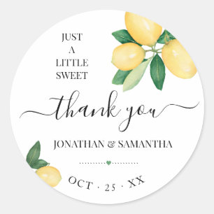 Lemons Wedding Bridal Shower Thank You Classic Round Sticker