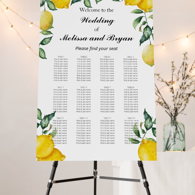 Lemons Wedding Seating Chart  Foam Board (In Situ (Stand))