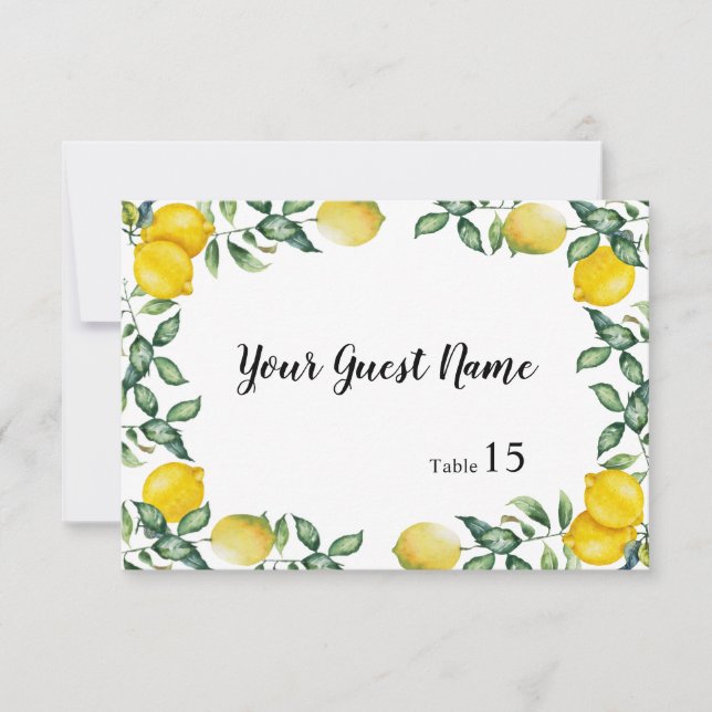 Lemons Wedding you write custom FLAT Place card (Front)