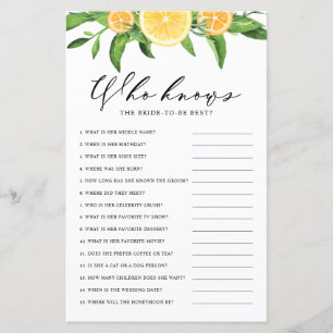 Lemons Who Knows Bride the Best Shower Game