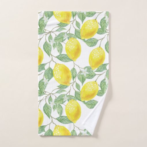 Lemons With Blossom Bath Towel Set | Zazzle