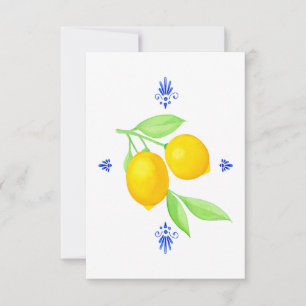 Lemons with Blue Flourishes Thank You Card