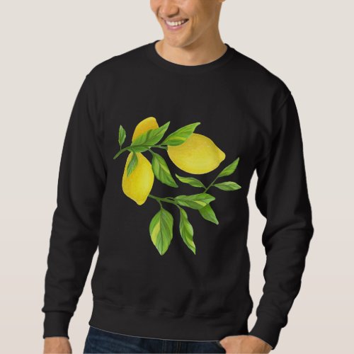 Lemons with Leaves Fruit Design Simple Foodie Gift Sweatshirt