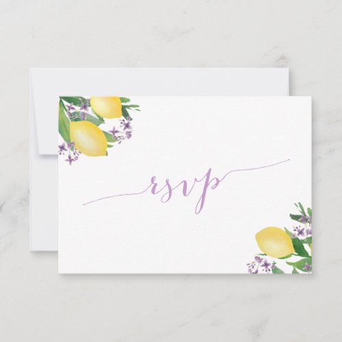 Lemons with Purple Flowers Meal Choice Reply RSVP Card