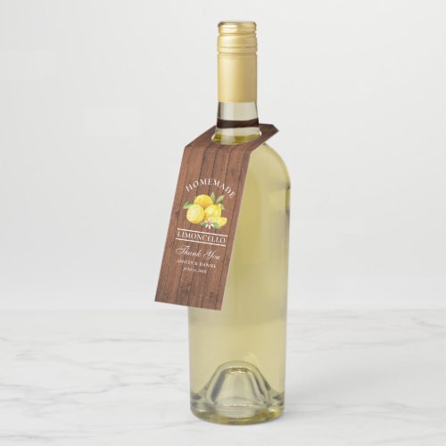 Lemons Wood Limoncello Thank You Bottle Hanger Tag