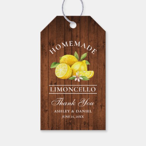 Lemons Wood Limoncello Wedding Thanks Gift Tags