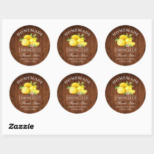 Lemons Wood Wedding Thanks Limoncello Classic Round Sticker