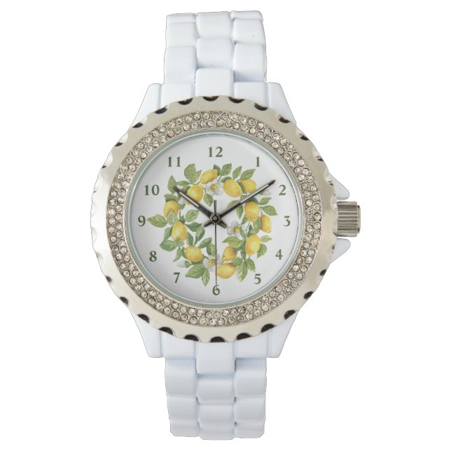 Lemons Wreath Green Yellow  Watch (Front)