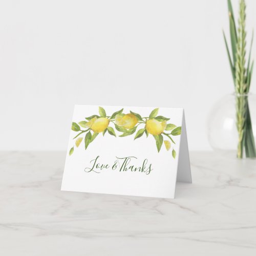 Lemons Wreath  Greenery  Watercolor Thank You Card