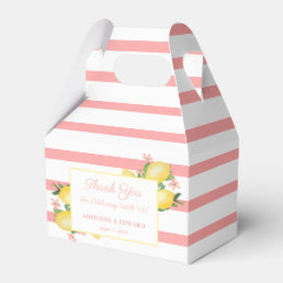 Lemons Yellow And Pink Watercolor Baby Girl Shower Favor Boxes